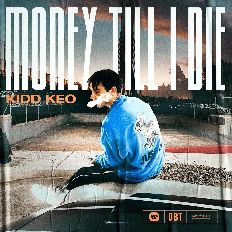 Portada de álbum de Kidd Keo con tipografía custom y retrato editorial