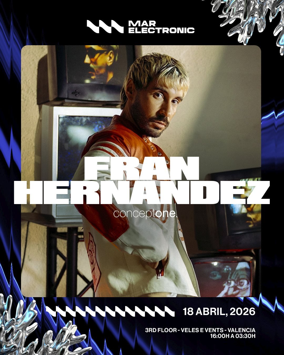 Anuncio del DJ Fran Hernández con retrato cropado y nombre en grande